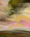 Pink & Green Original Oil On Paper Landscape Painting Detail 2