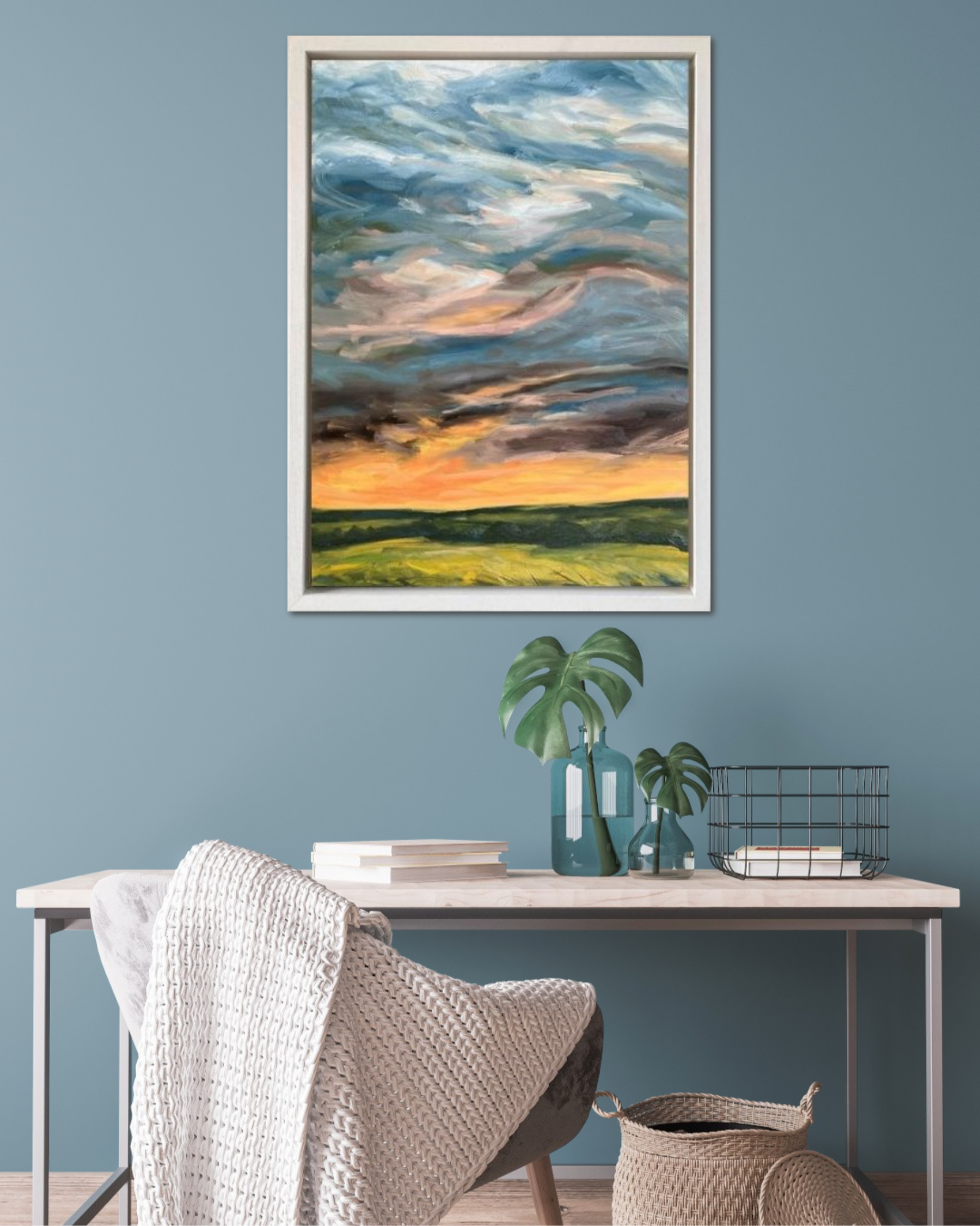 Afterglow Original Oil Landscape Painting In Room Setting 1