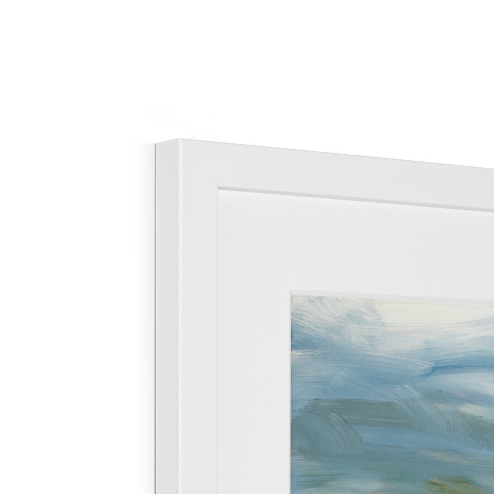 Close-up of a white frame with a blurred background