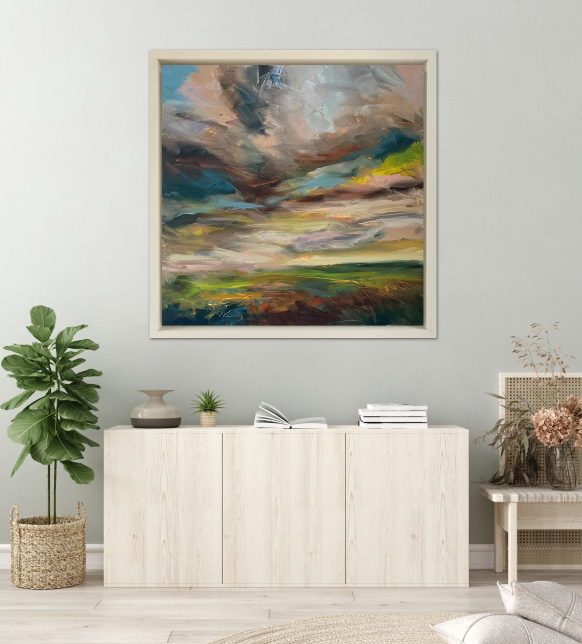 Alive Original Oil Landscape Painting In Room Setting 1