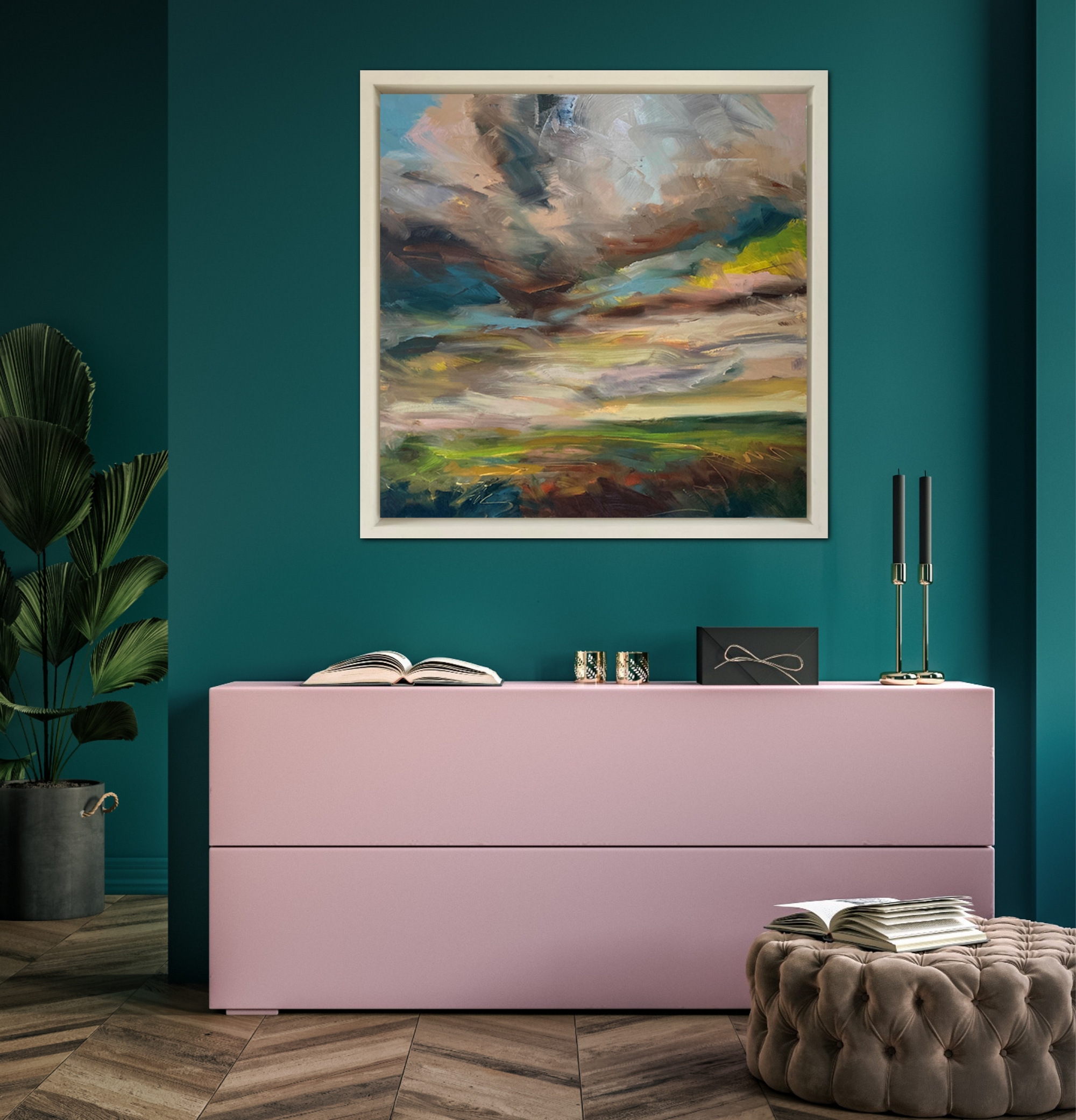Alive Original Oil Landscape Painting In Room Setting 2