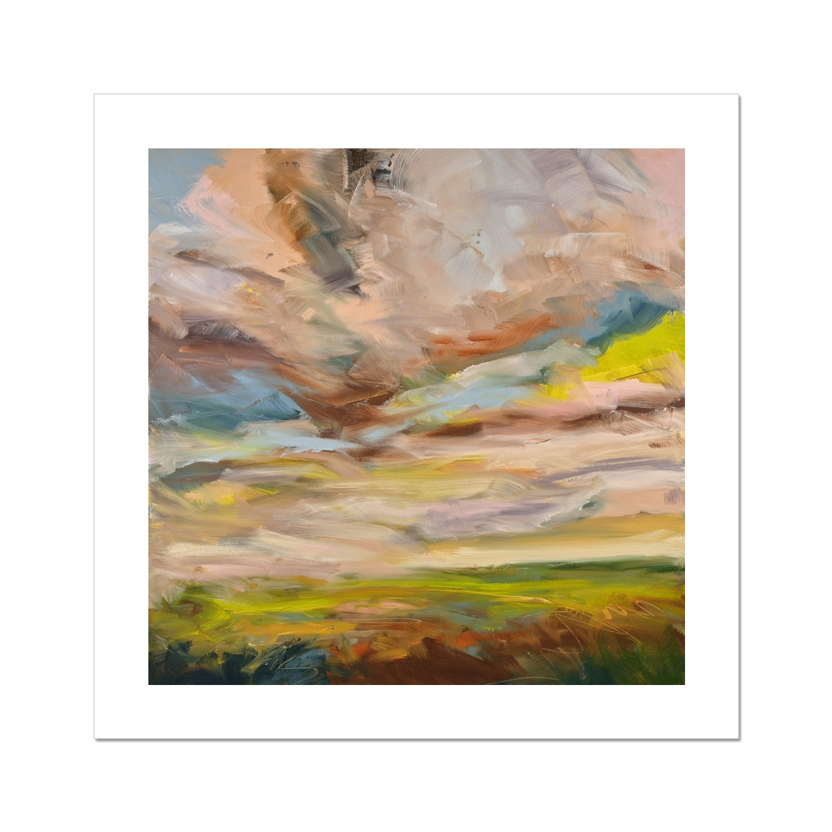 Abstract painting with a variety of colors on a white background