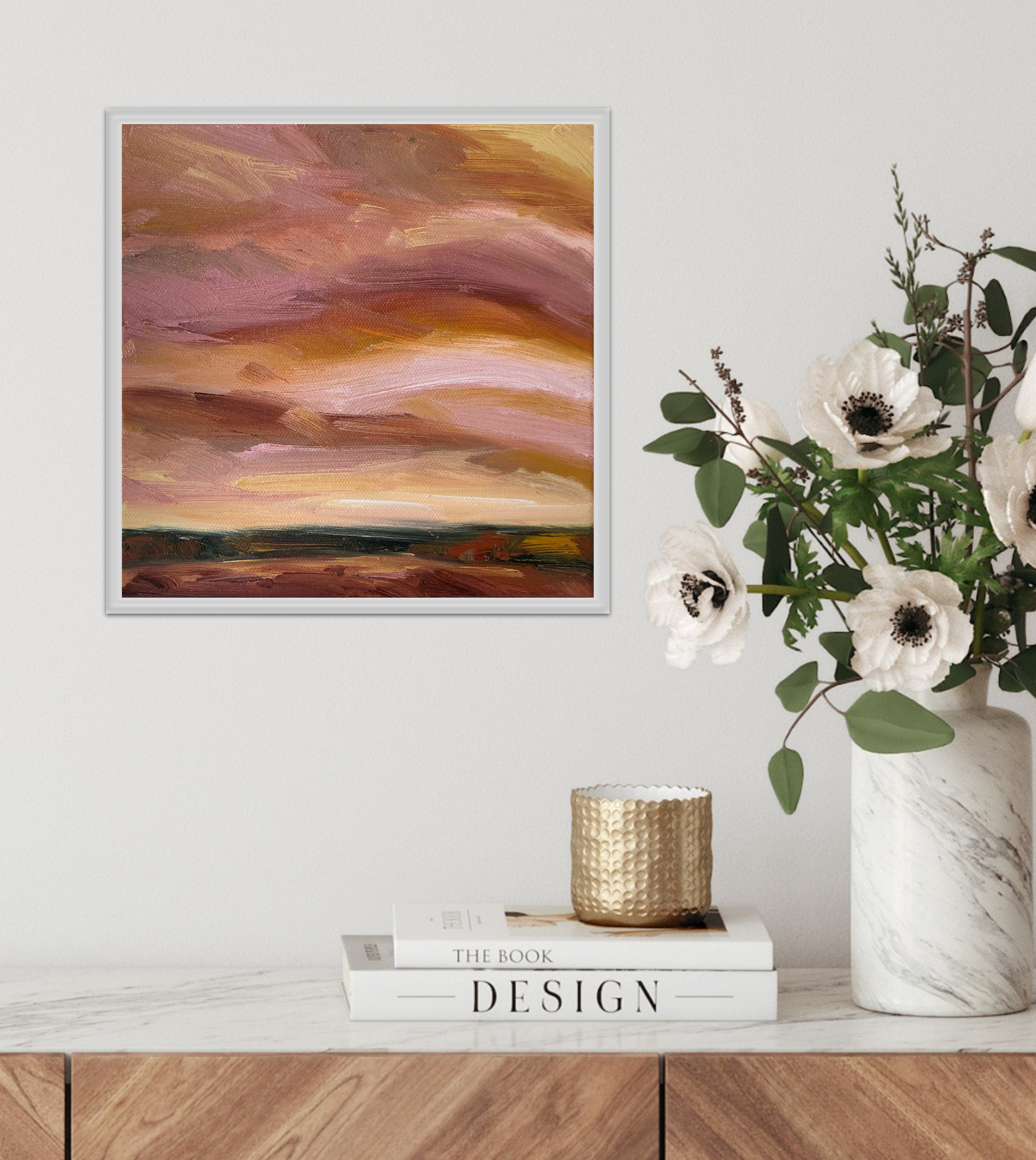 Autumn Glow Original Oil Landscape Painting In Room Setting 1