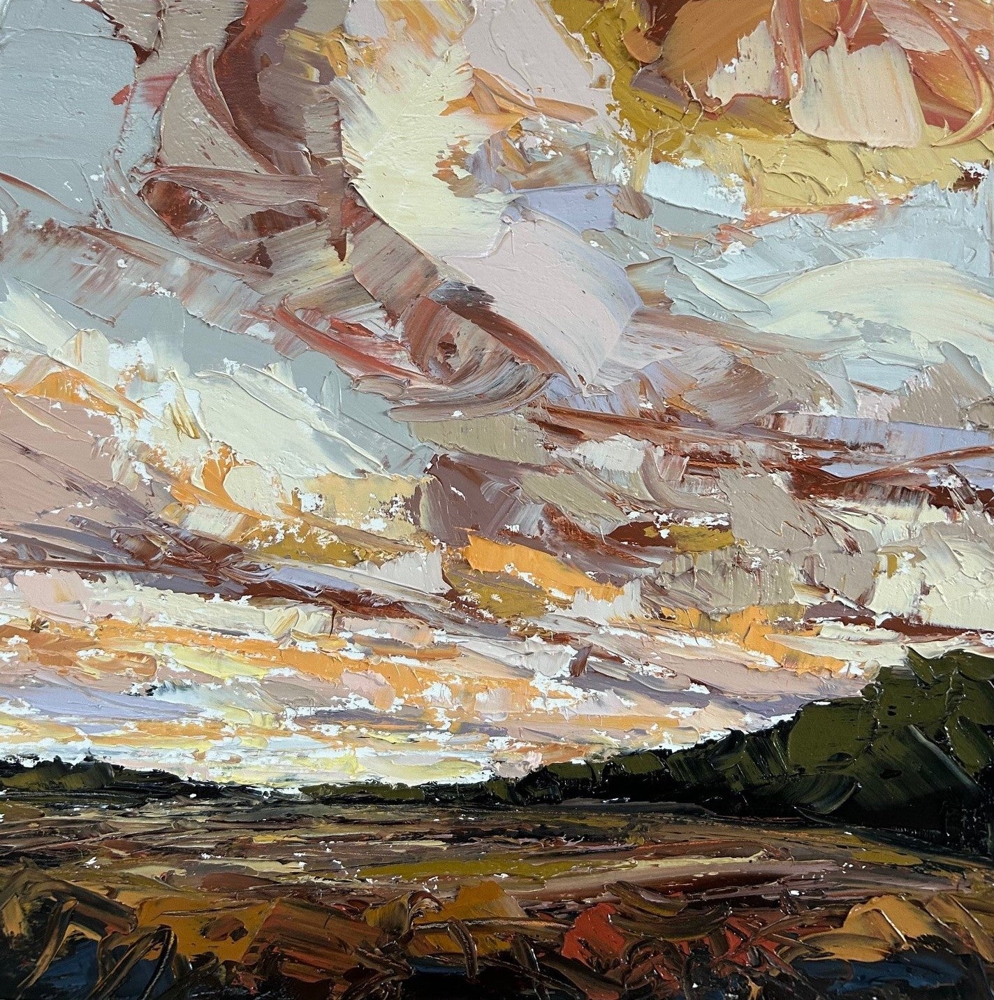 Original Oil Landscape Palette Knife Painting Autumn_s Dance