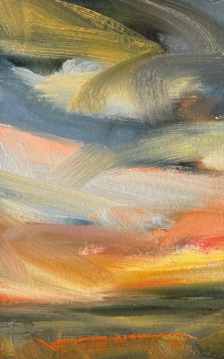 Blazing Light Original Oil On Paper Landscape Painting Detail 1