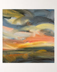Blazing Light Original Oil On Paper Landscape Painting In Mount