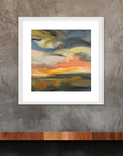 Blazing Light Original Oil On Paper Landscape Painting In Room Setting 1