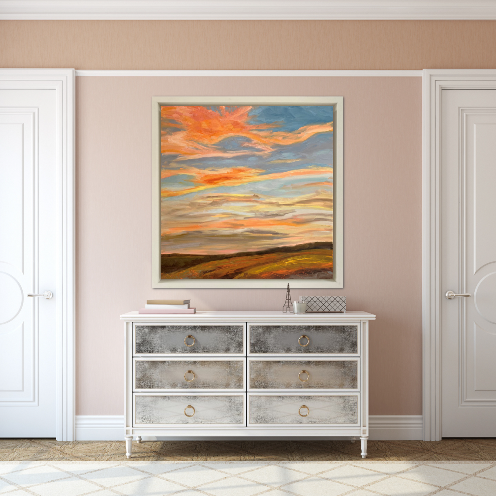Burning Bright Original Oil Landscape Painting In Room Setting 1