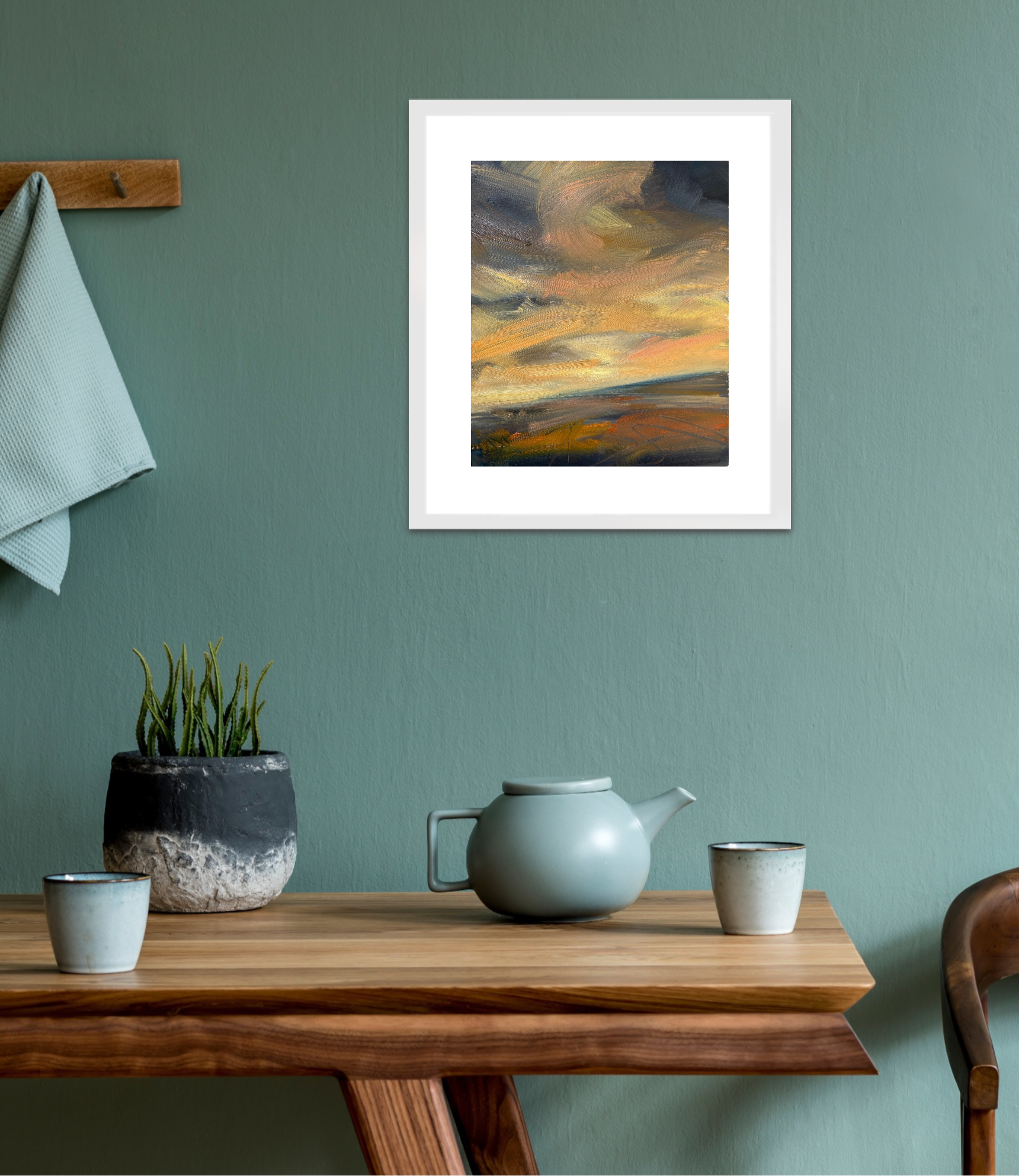 Crescendo Original Oil On Paper Landscape Painting In Room Setting 3