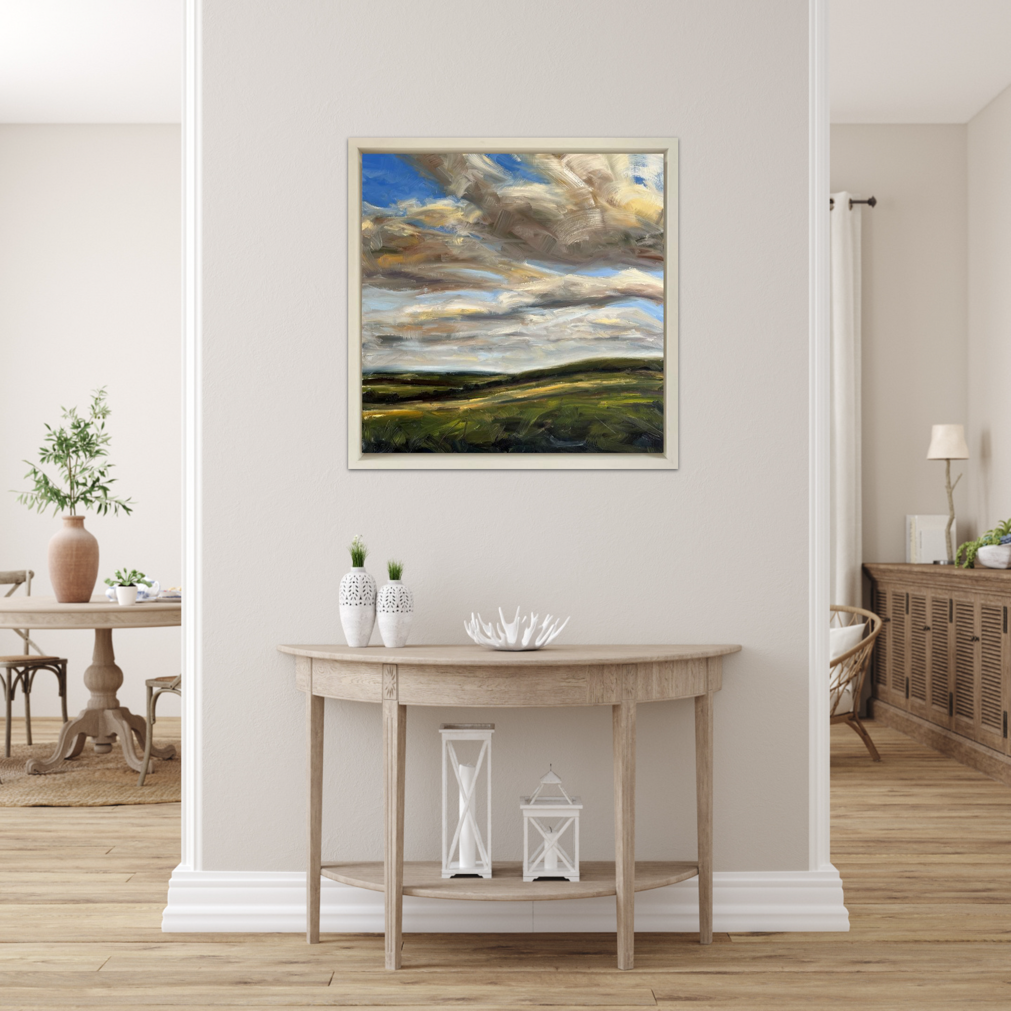 Energised Original Oil Landscape Painting In Room Setting 3