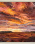 Fiery Light Original Landscape Oil Painting In Frame