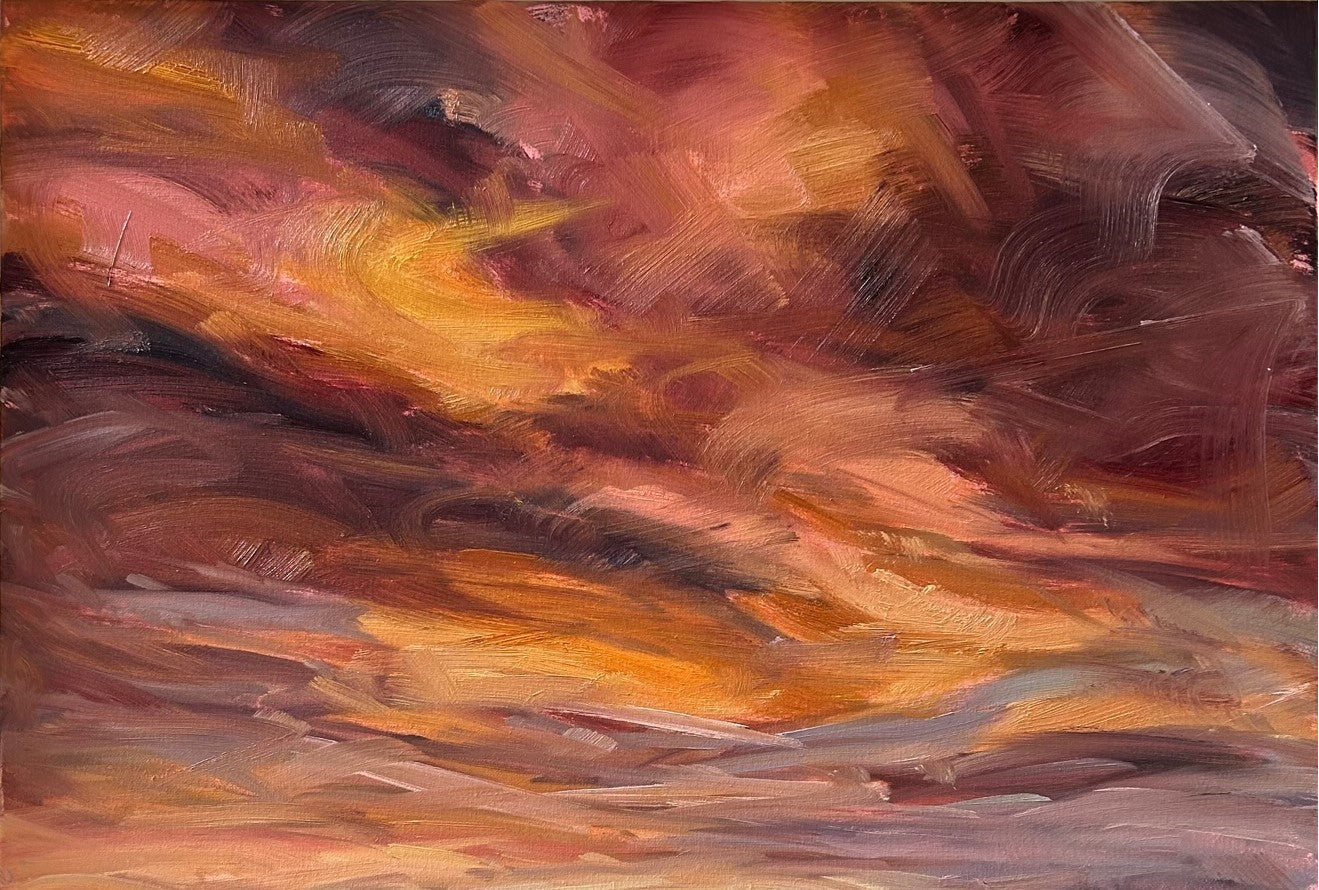 Fiery Light Original Oil Landscape Painting Detail 2