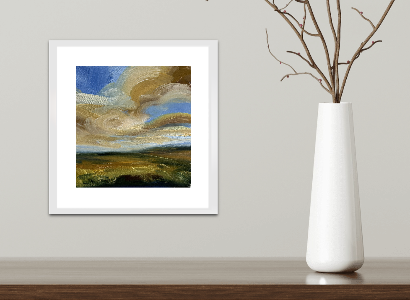 Fresh & Free Original Oil On Paper Landscape Painting In Room Setting 3