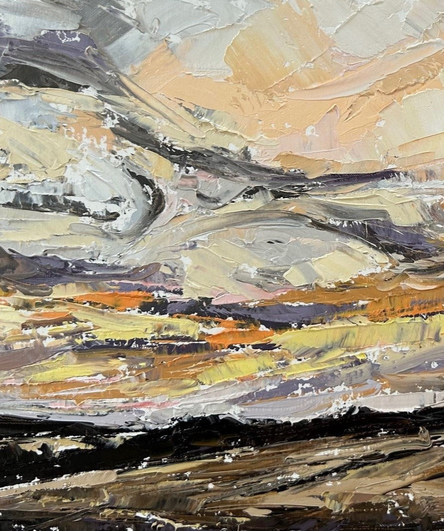 Gentle Light Original Oil Landscape Palette Knife Painting Detail 1