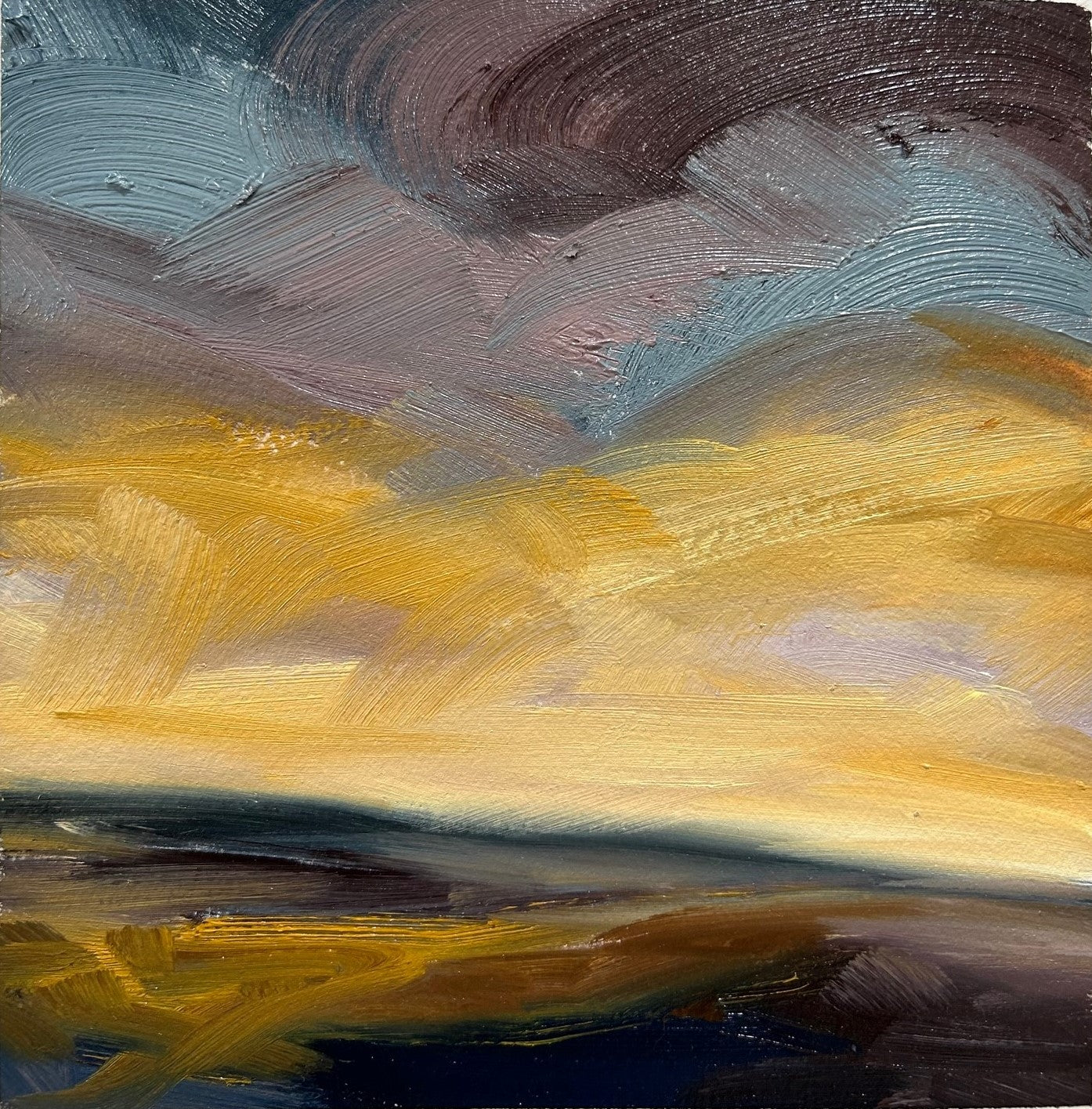 Glowing Light Original Oil On Paper Landscape Painting