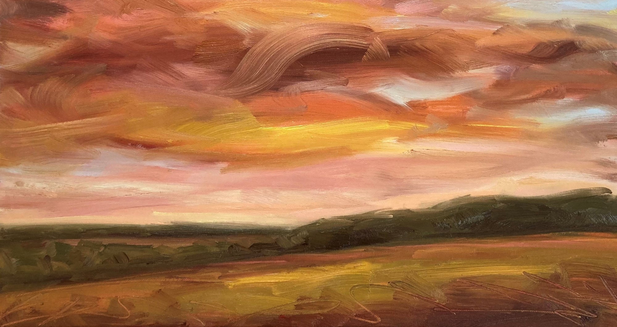 Glowing Original Oil Landscape Painting Detail 1