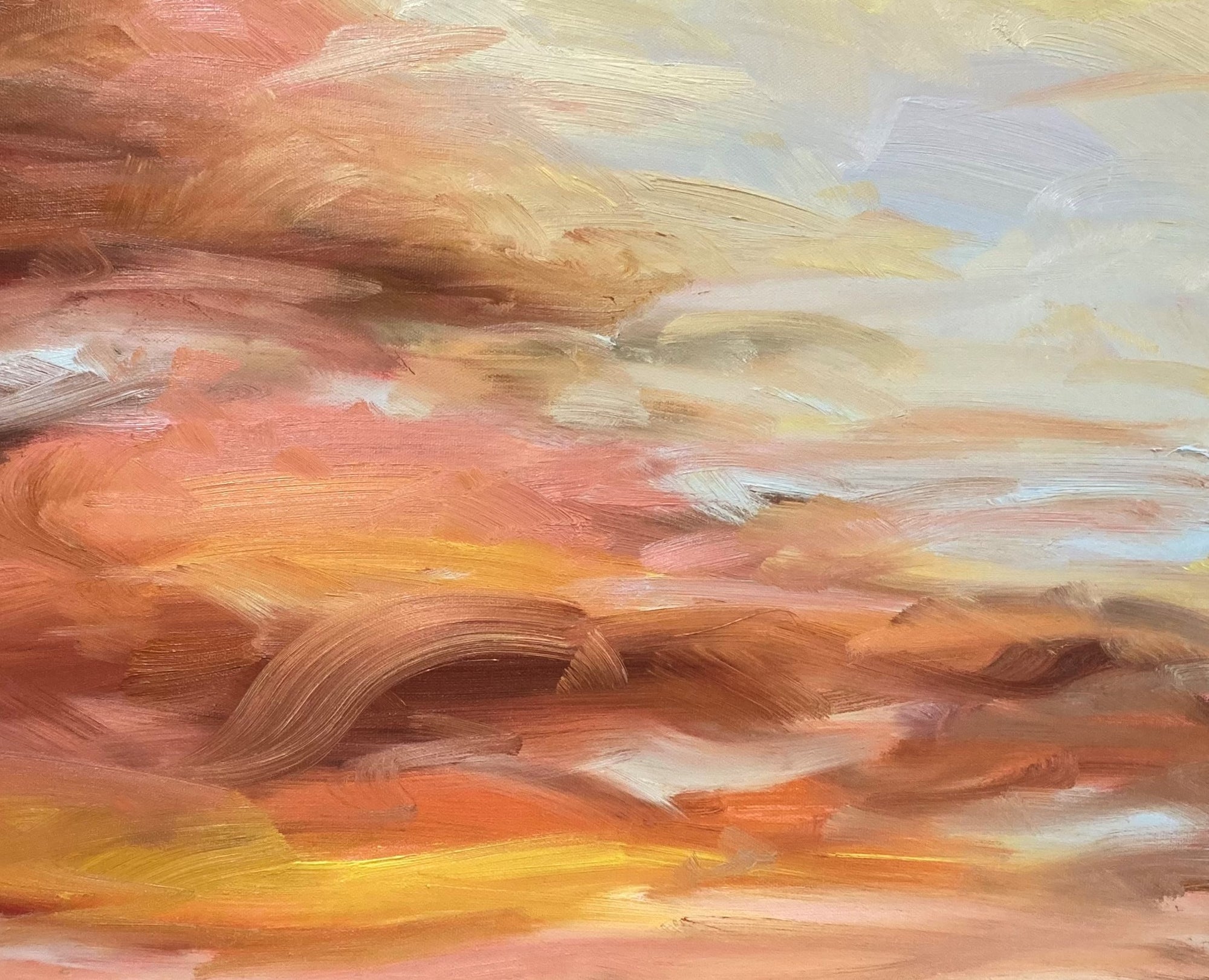 Glowing Original Oil Landscape Painting Detail 2