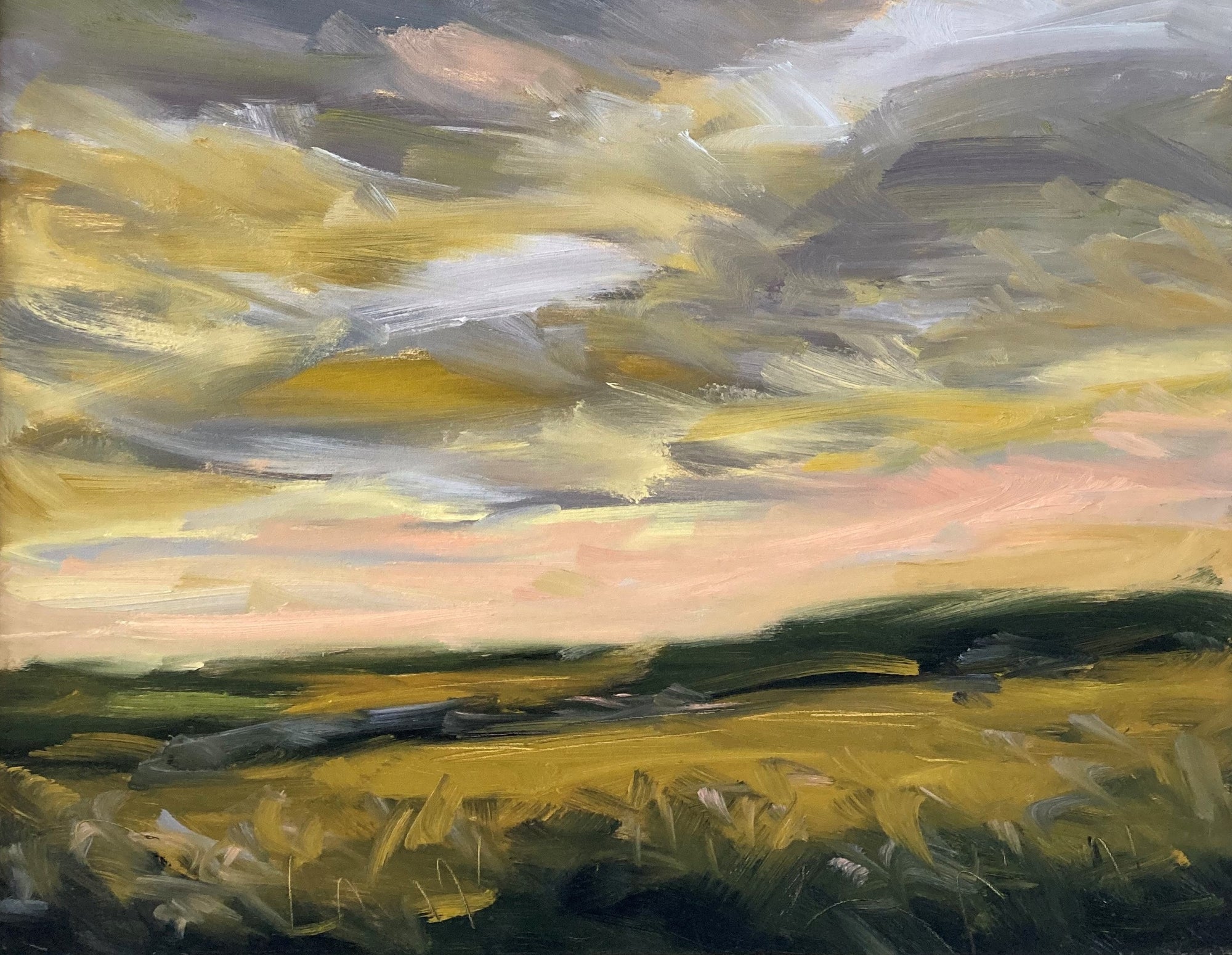 Golden Evening Original Oil Landscape Painting Detail 1