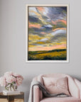 Golden Evening Original Oil Landscape Painting In Room Setting 1