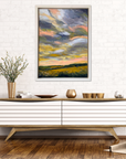 Golden Evening Original Oil Landscape Painting In Room Setting 3