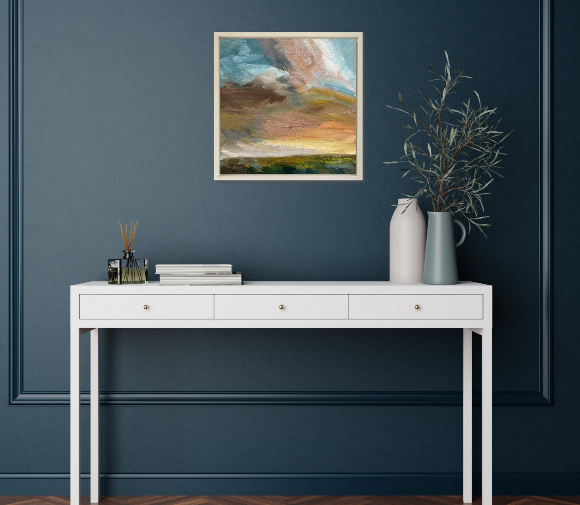 Golden Light Original Oil Landscape Painting In Room Setting 2