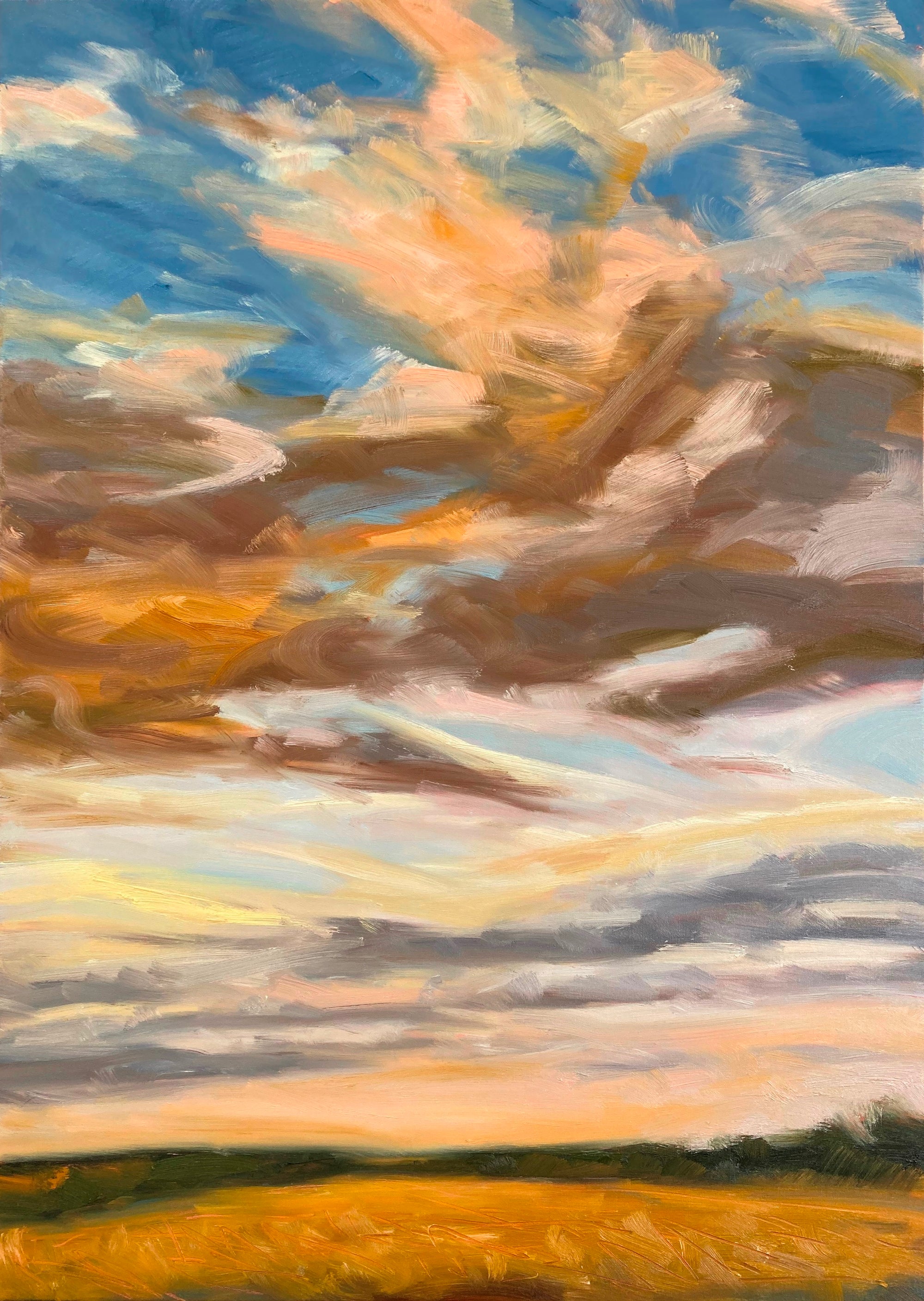 Golden Original Oil Landcape Painting