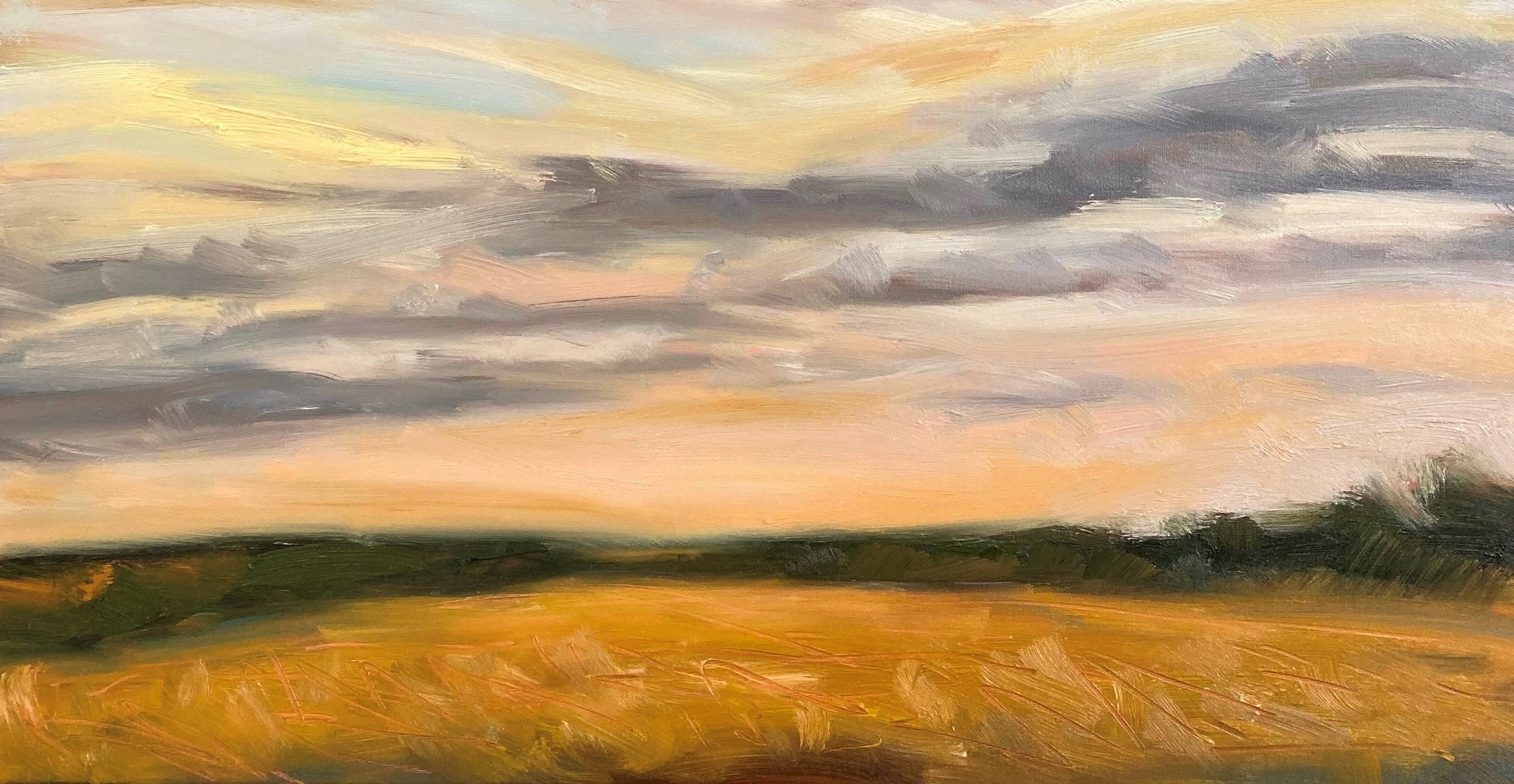 Golden Original Oil Landcape Painting Detail 1