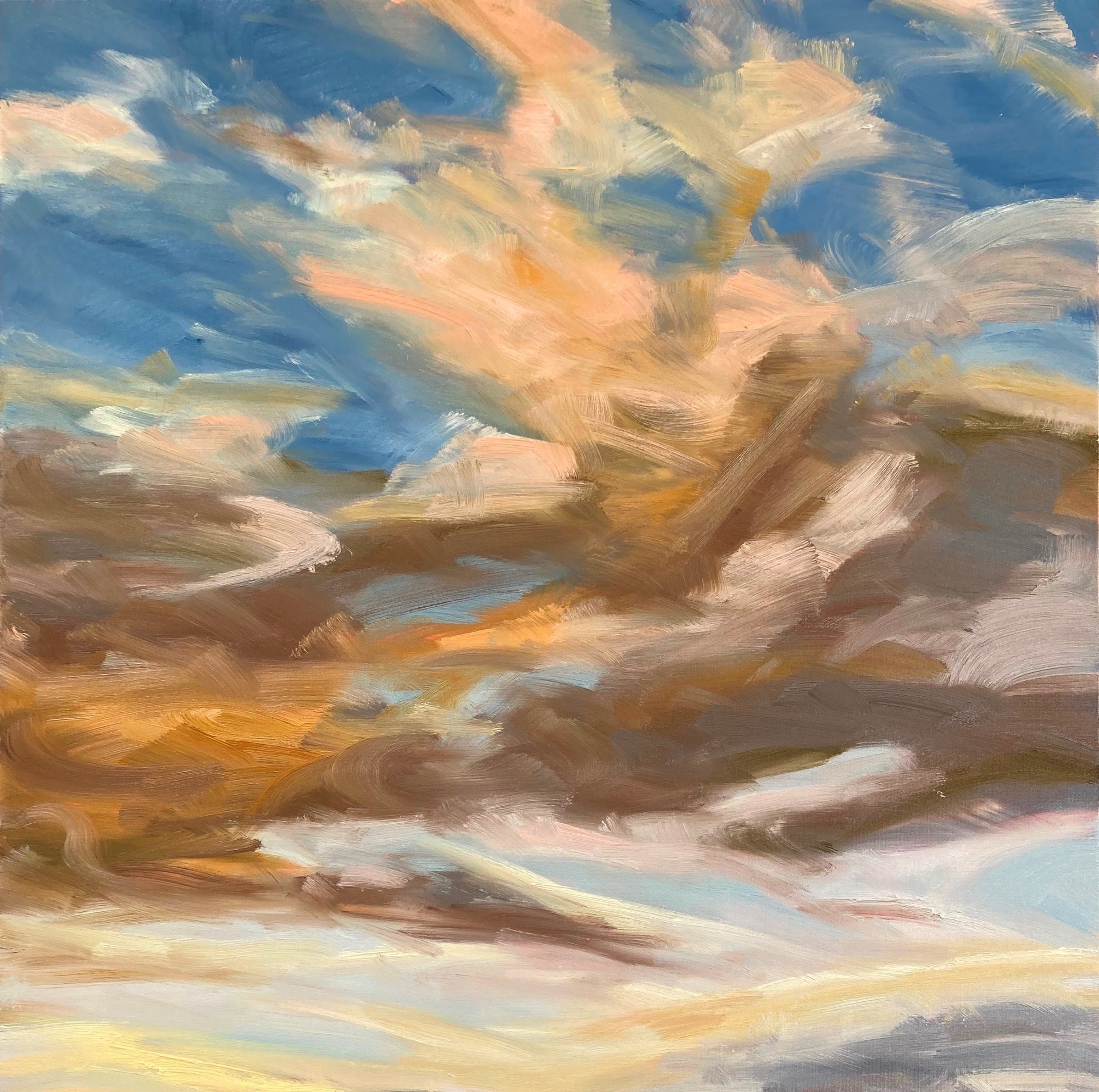 Golden Original Oil Landcape Painting Detail 2