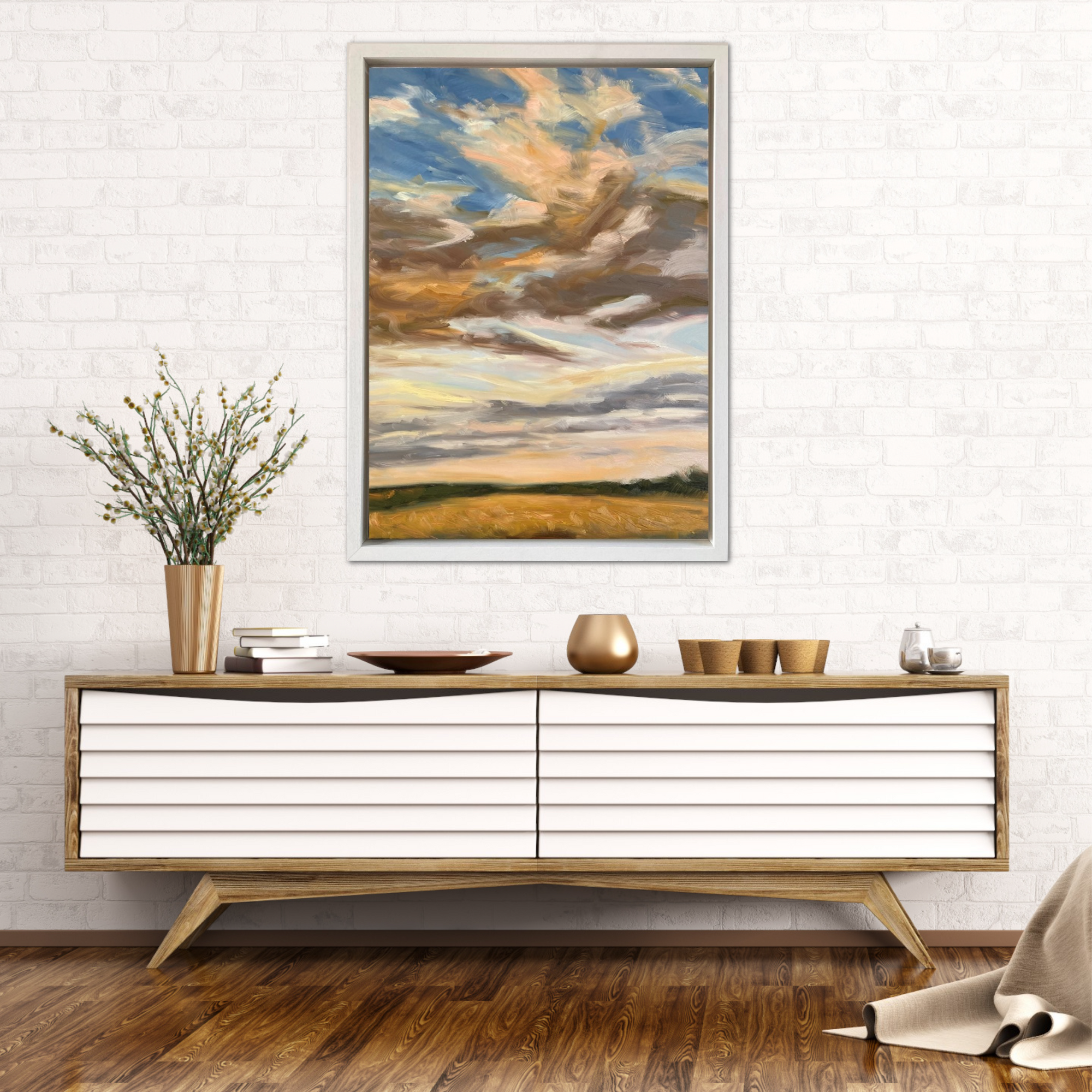 Golden Original Oil Landcape Painting In Room 1