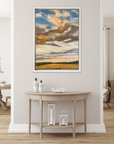 Golden Original Oil Landcape Painting In Room Setting 3