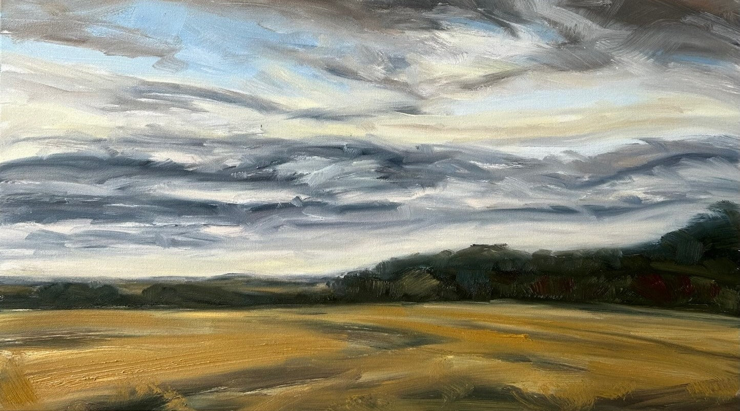 AnalyziHarvest Days Original Oil Landscape Painting Detail 1