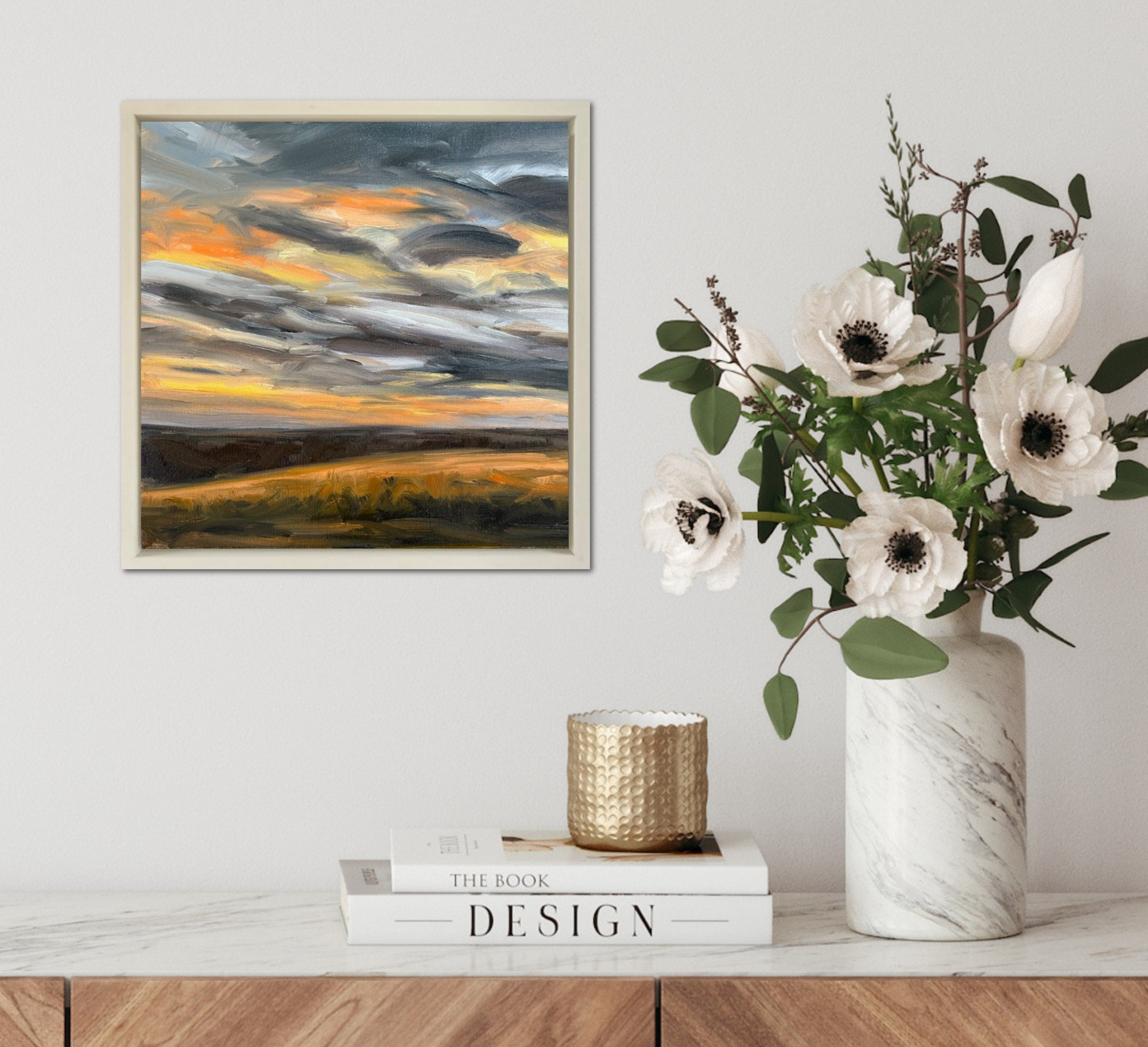 Harvest Glow Original Oil Landscape Painting In Room Setting 3