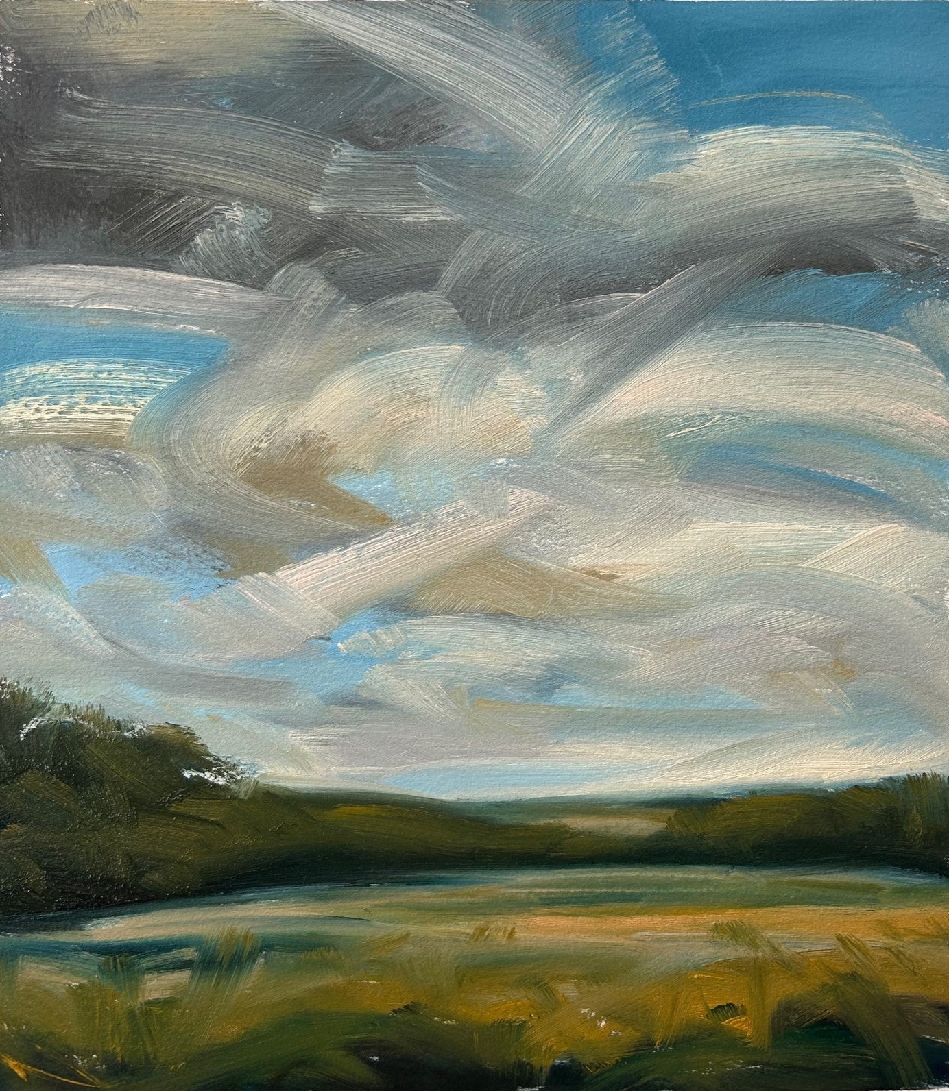 In The Flow Original Oil On Paper Landscape Painting