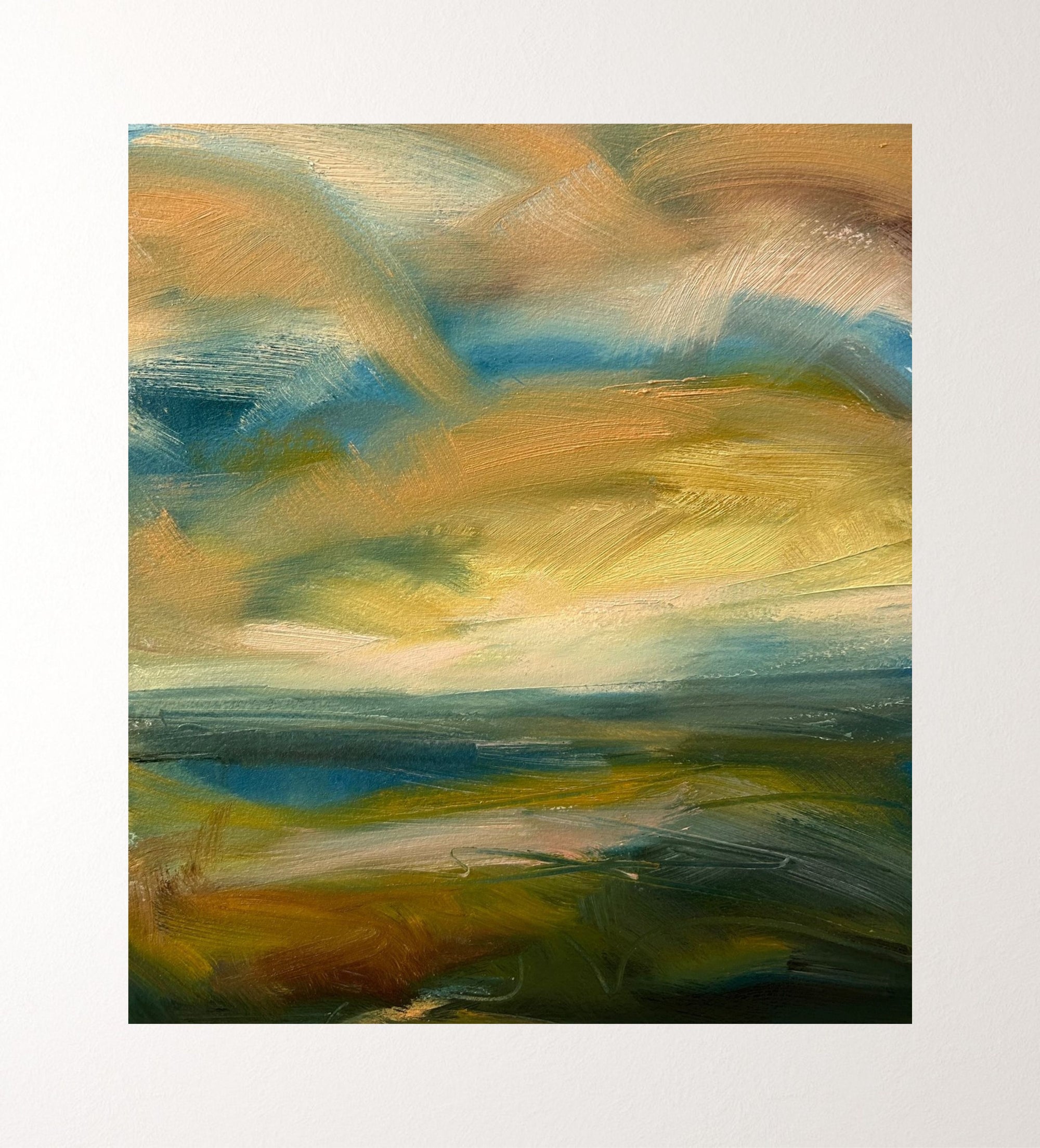 Let My Mind Roam Free Oil On Paper Landscape Painting In Mount