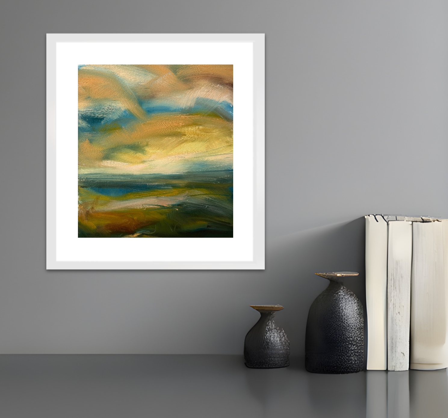 Let My Mind Roam Free Original Oil On Paper Landscape Painting In Room Setting 2