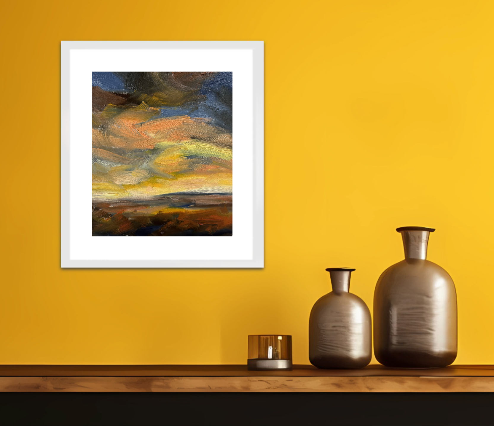 Luminous Original Oil On Paper Landscape Painting In Room 3