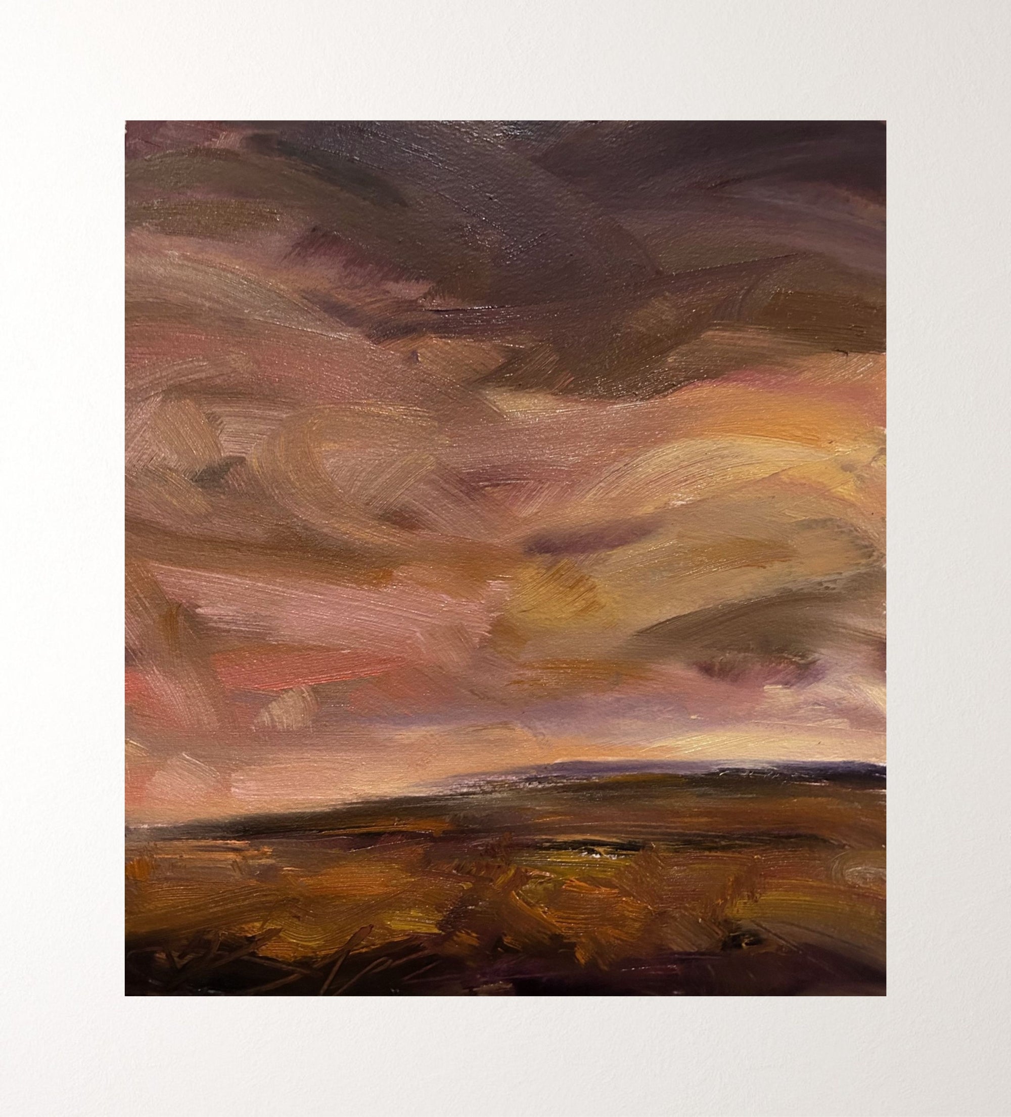 My Soul's Home Oil On Paper Landscape Painting In Mount