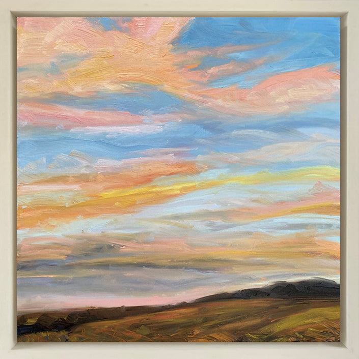 Neon Sky Original Oil Landscape Painting In Frame