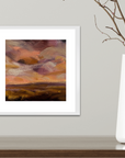 Peach Sky Original Oil On Paper Landscape Painting In Room Setting 1