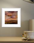 Peach Sky Original Oil On Paper Landscape Painting In Room Setting 3