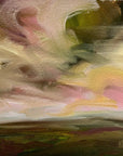Pink & Green Original Oil On Paper Landscape Painting