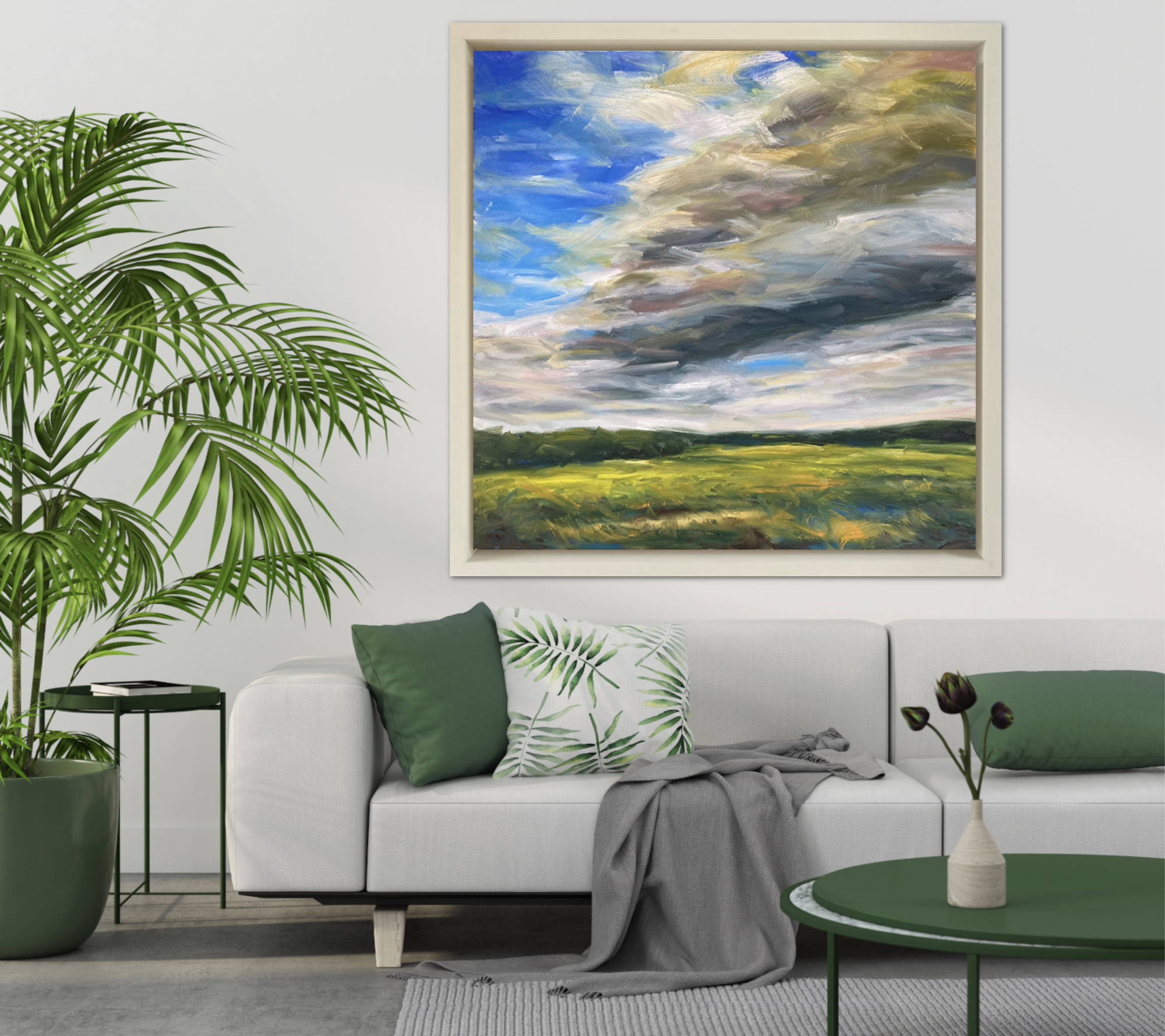Revitalised Original Oil Landscape Painting In Room Setting 1