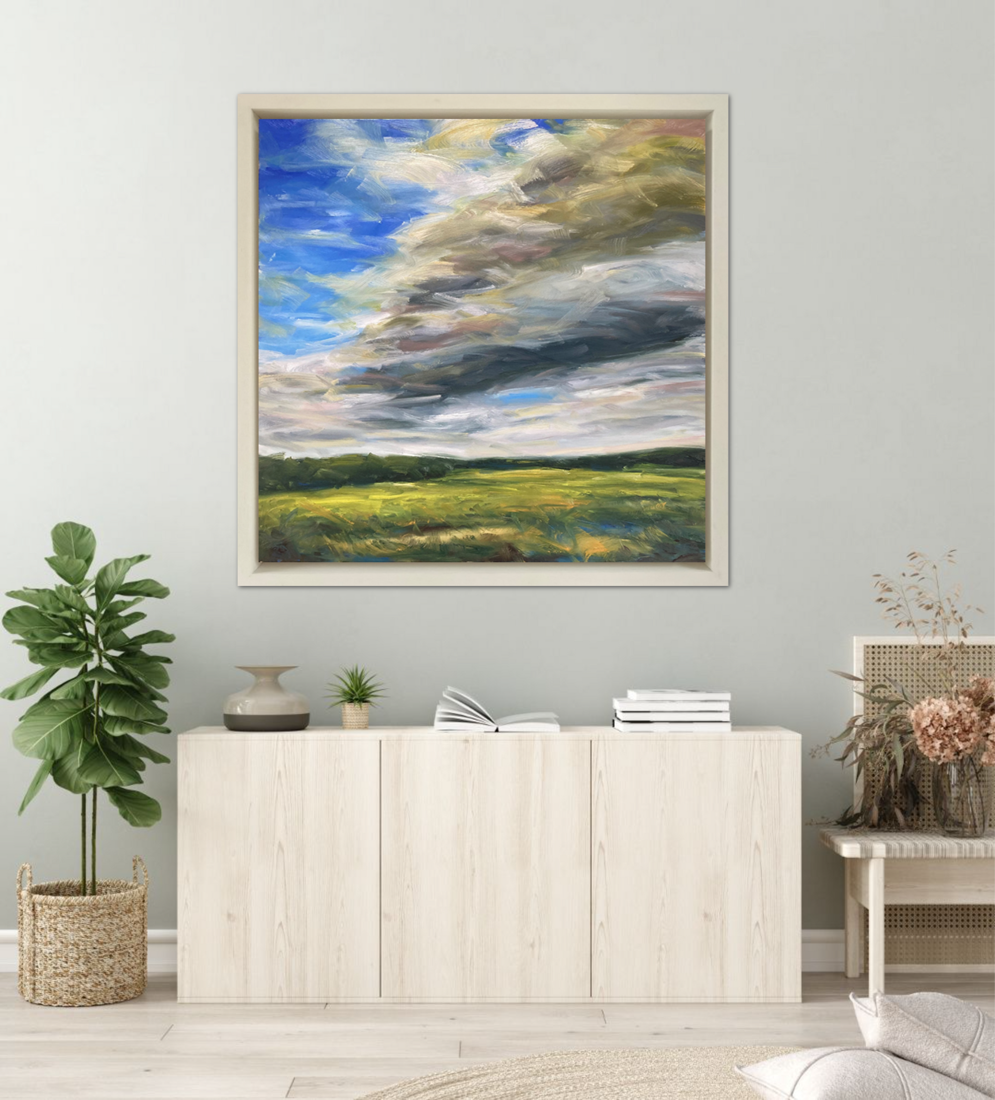 Revitalised Original Oil Landscape Painting In Room Setting 2
