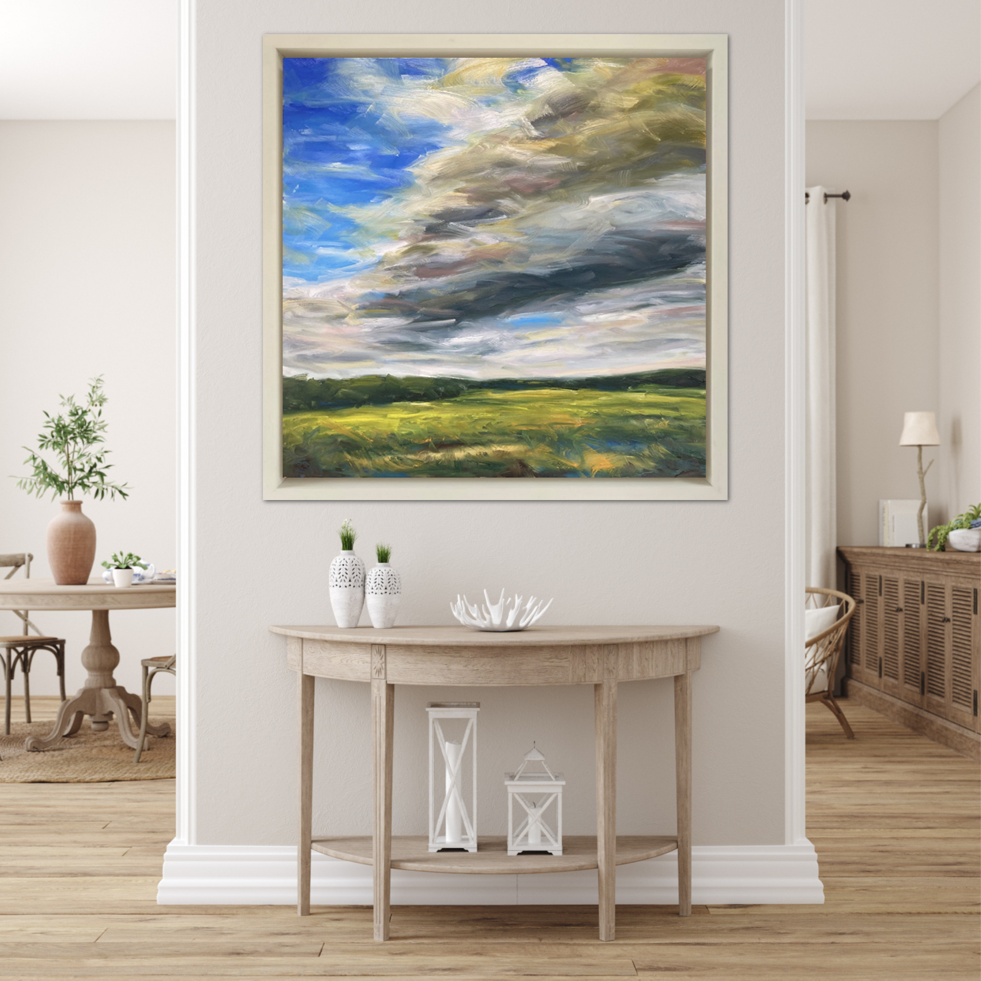 Revitalised Original Oil Landscape Painting In Room Setting 3