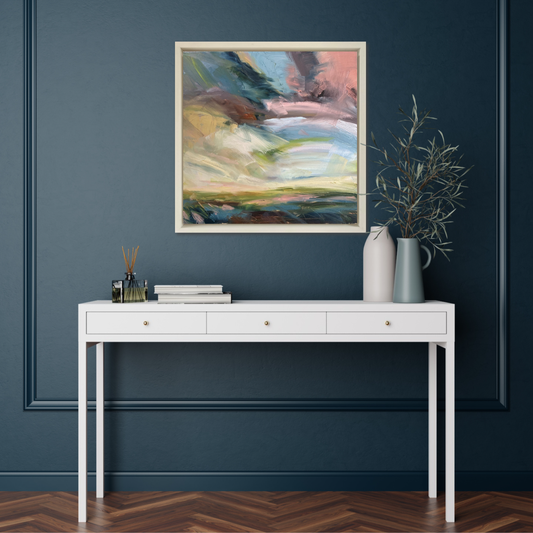 Running Up That Hill Original Oil Landscape Painting In Room Setting 1