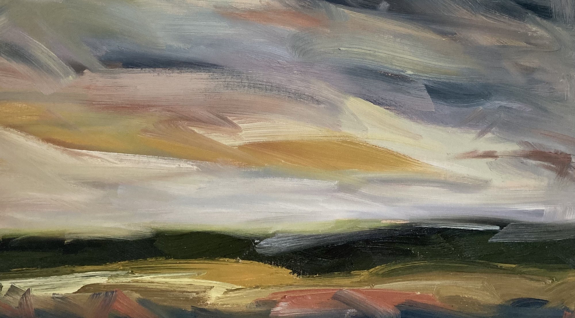 Summer In The Downs III Original Oil Landscape Painting Detail 1
