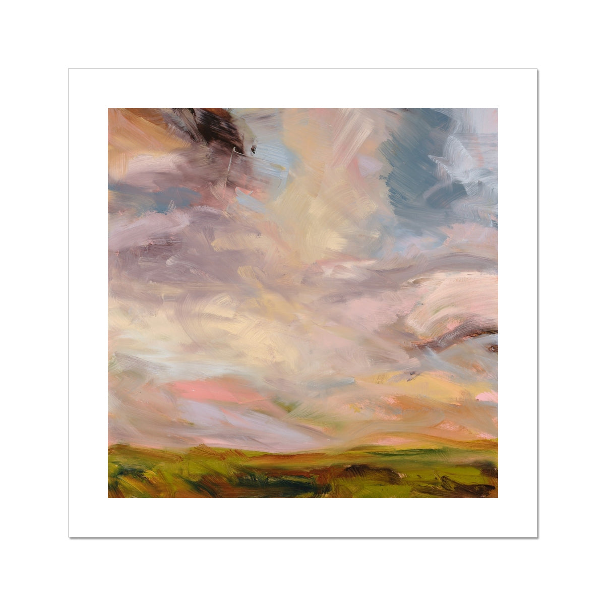 Abstract painting with soft, blended colors on a white background