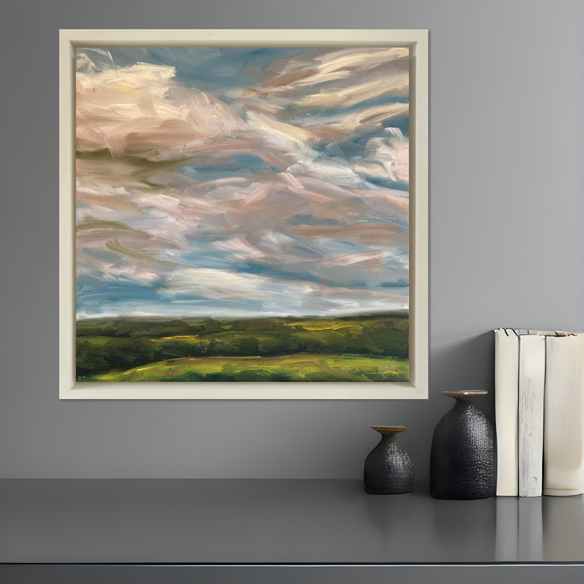 Summer Breeze Original Oil Landscape Painting In Room Setting 2