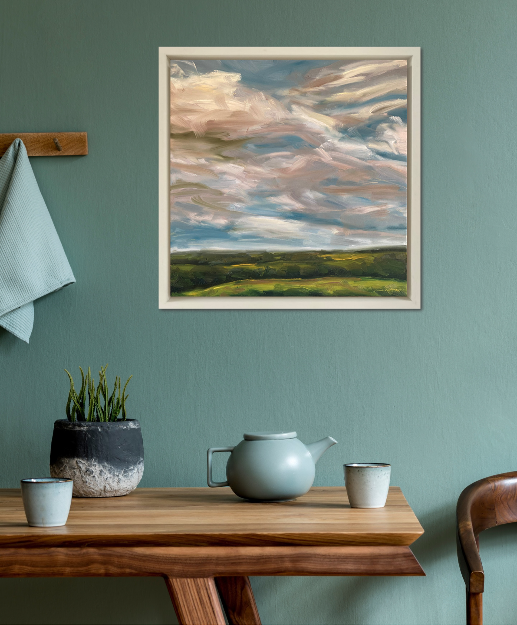 Summer Breeze Original Oil Landscape Painting  In Room Setting 1