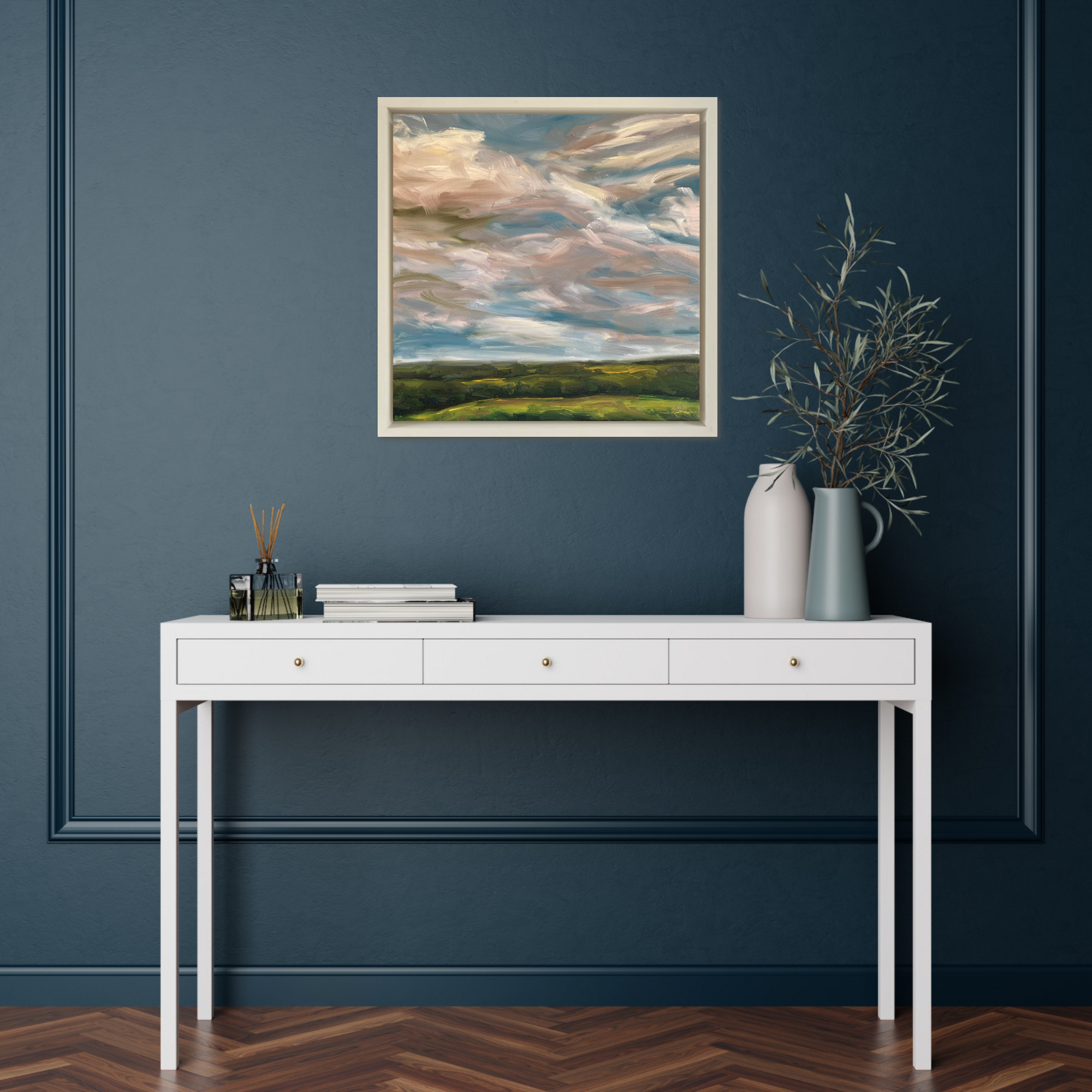 Summer Breeze Original Oil Landscape Painting In Room Setting 2